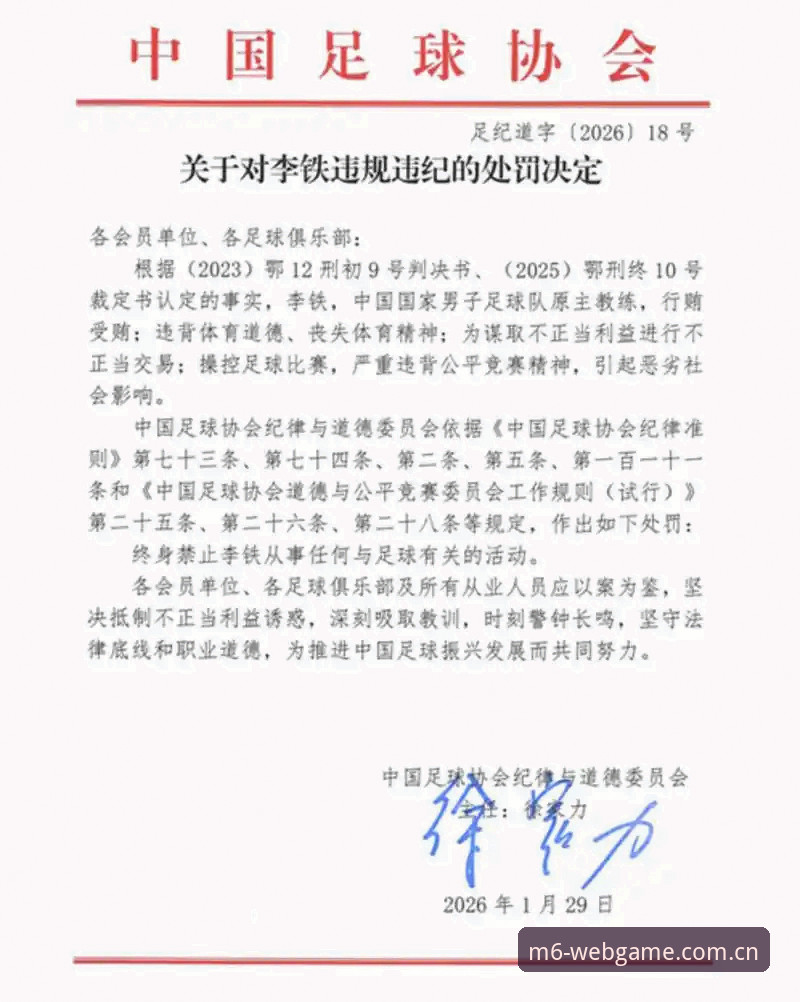 最新M6官网 第三批禁足名单公布,最新M6官网如何梳理中国足球的诚信重建线索?